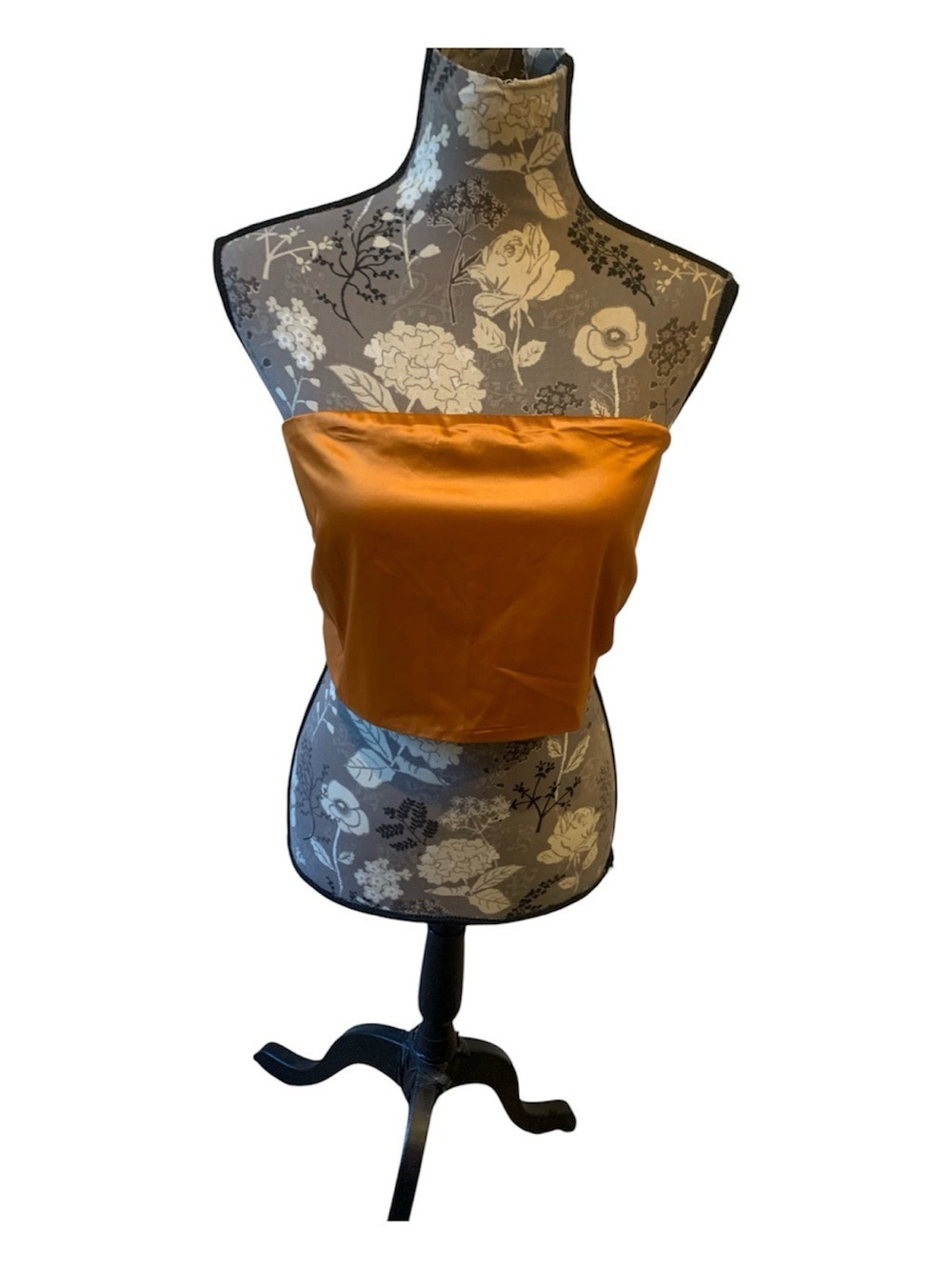 FREE PEOPLE Satin Strapless Crop Top in Burnt Orange